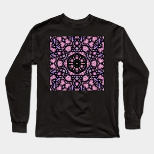 Crystal Hearts and Flowers Valentines Kaleidoscope pattern (Seamless) 1 Long Sleeve T-Shirt